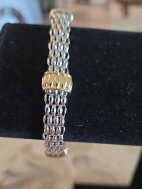 Silver Woven Bracelet with Gold Accent, NWOT
